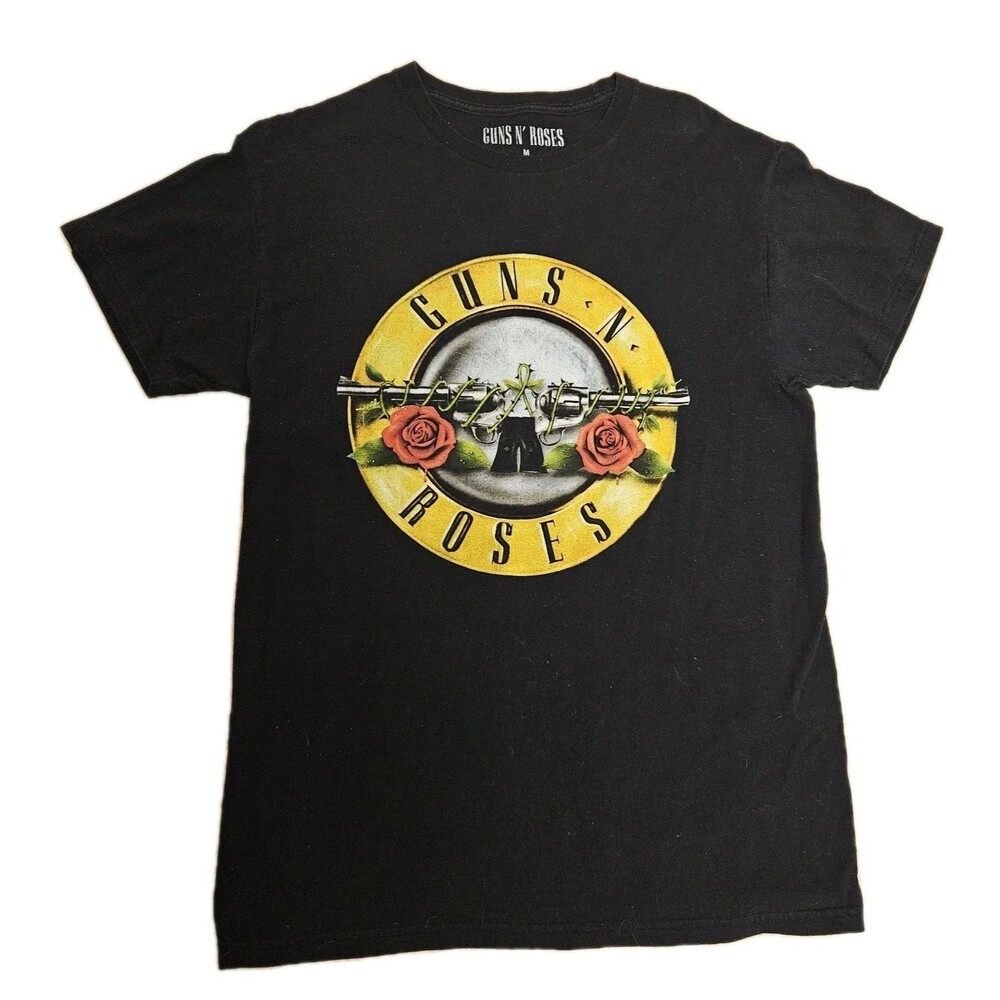 GUNS N ROSES T-Shirt Adult Size M Black Short Sleeve Cotton Rock Band 90s 80s